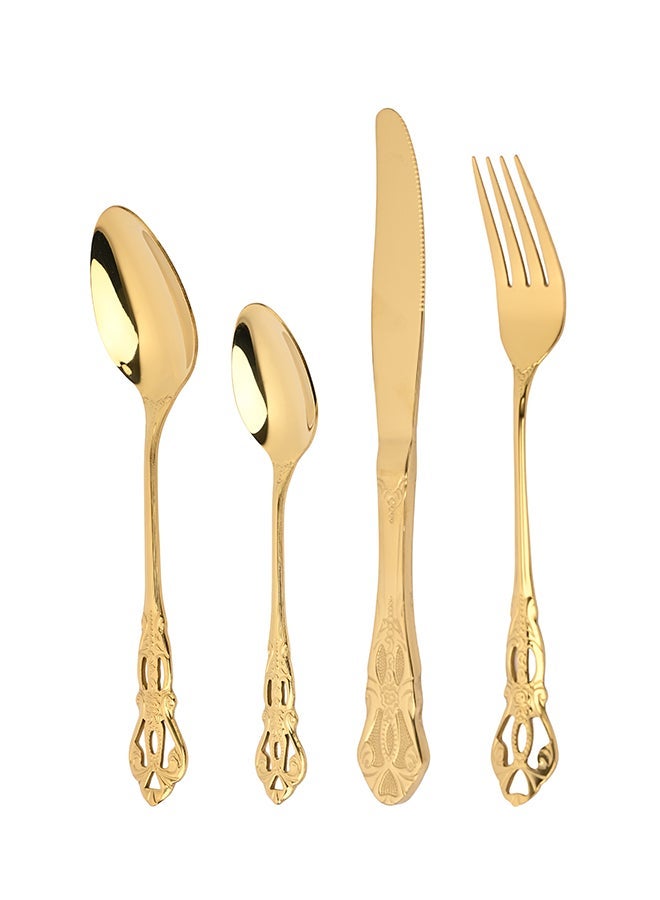 أولييرو طقم أدوات طعام متين وأنيق مكوّن من 24 قطعة لراحة استخدام ومائدة أنيقة – ذهبي - Image 5